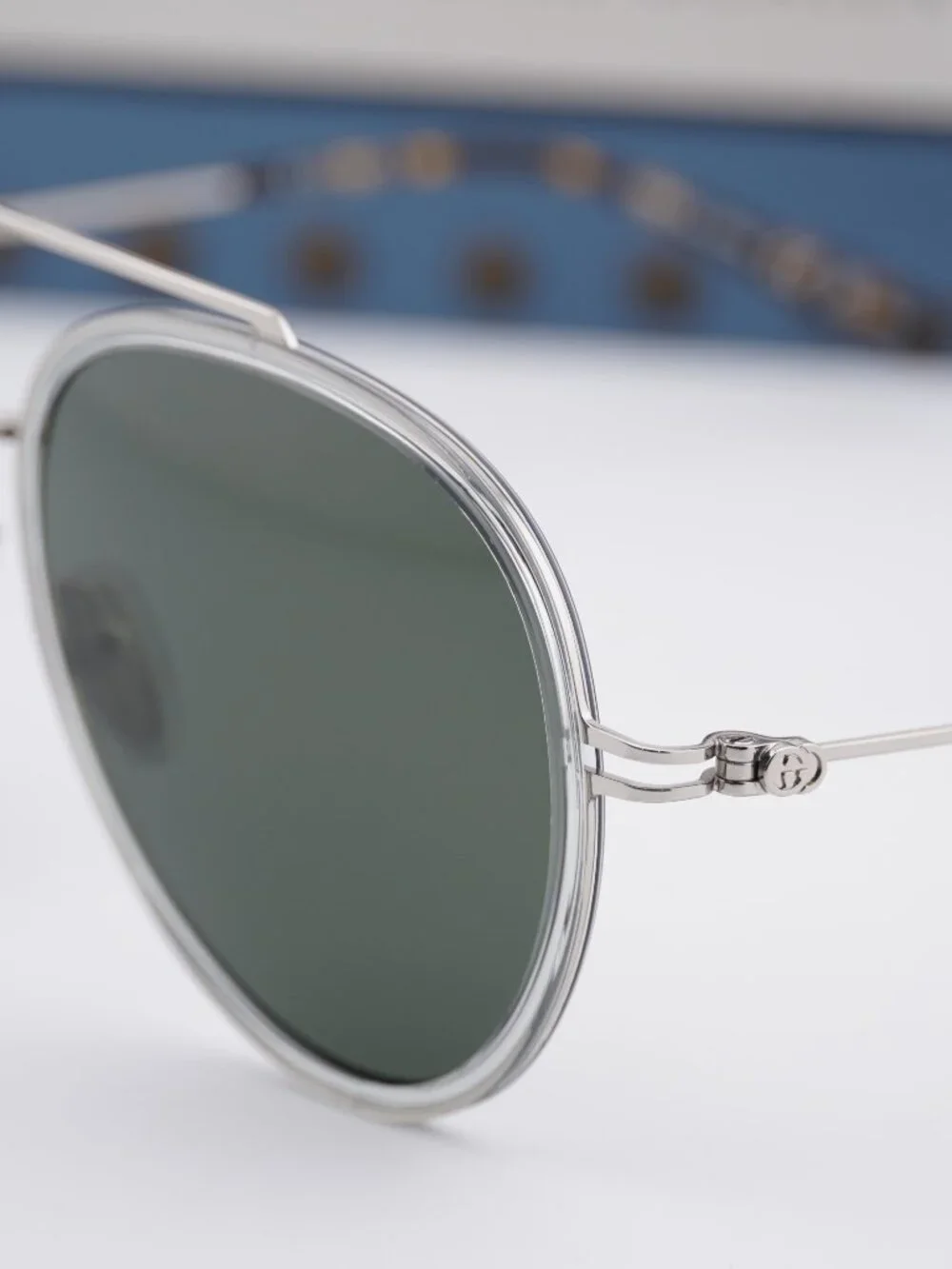 Gucci GG1981S 005 Aviator Sunglasses - Transparent Grey/Silver\ Grey